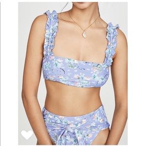 WeWoreWhat Como Top in Powder Blue Dry Flowers size Medium